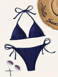 Bikini Triangle Bandeau Sexy – Maillot de Bain Femme Bleu Marine - Nuit Intime