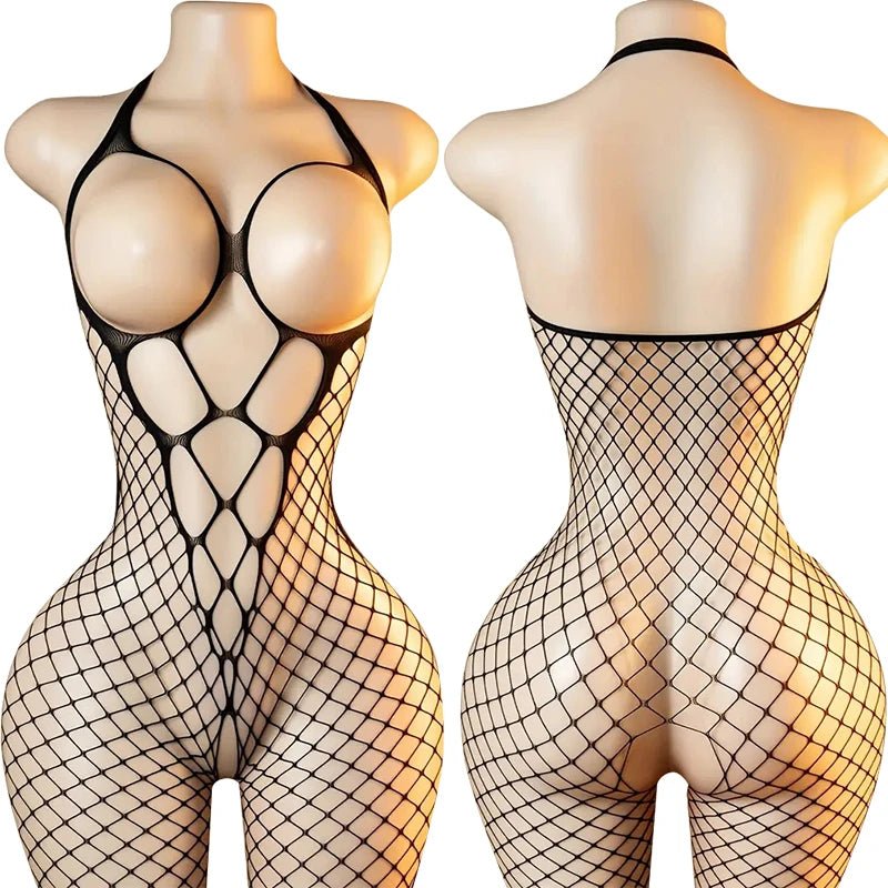 Ensemble de lingerie érotique pour femme, body résille noir , entrejambe ouvert - Nuit Intime