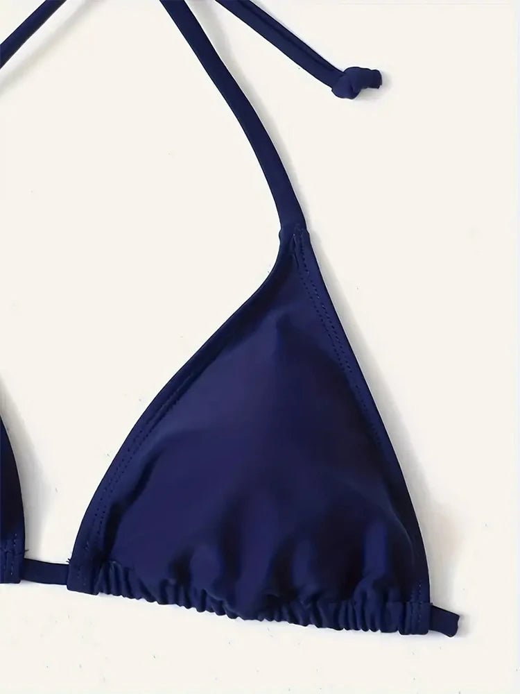 Bikini Triangle Bandeau Sexy – Maillot de Bain Femme Bleu Marine - Nuit Intime