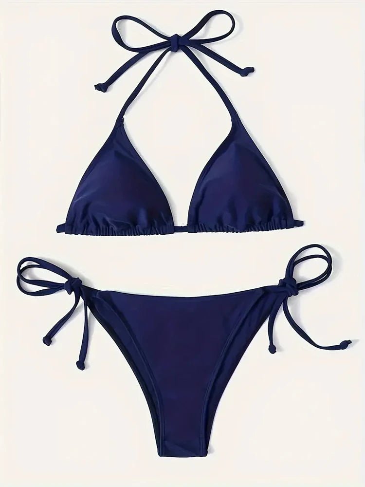 Bikini Triangle Bandeau Sexy – Maillot de Bain Femme Bleu Marine - Nuit Intime